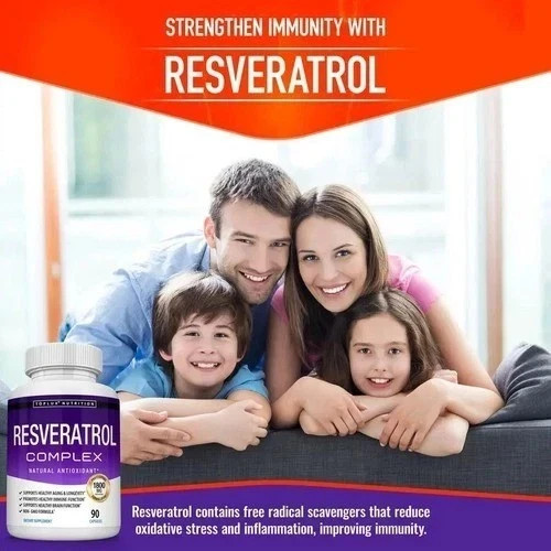 Resveratrol Complex 1800mg, Natural Antioxidant 90 Non-GMO Capsules