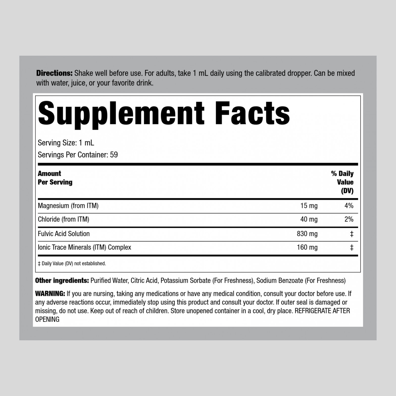 Liquid Fulvic Acid Drops | 2 fl oz | With Trace Minerals | By Piping Rock