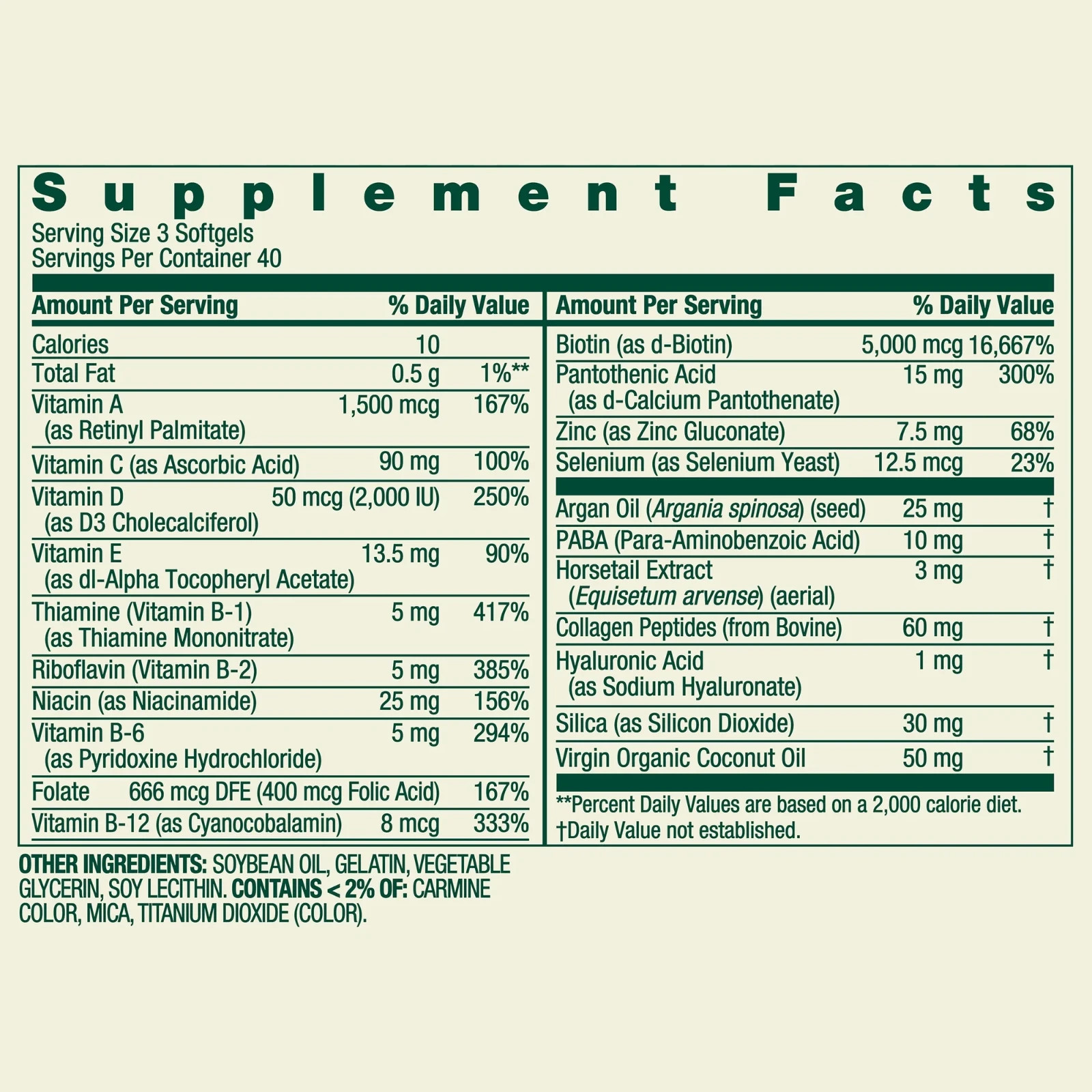 Spring Valley Hair Skin & Nails 5000mcg Biotin 2 Pack 120 Softgels Collagen