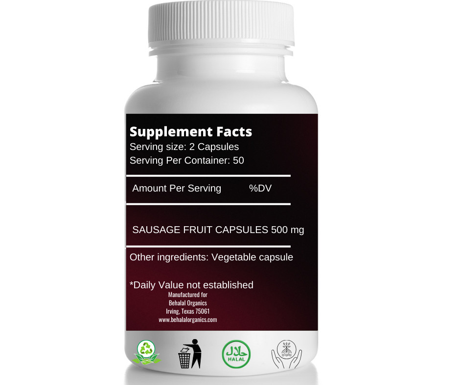 Sausage fruit 500mg Vegan Capsules 100 Count