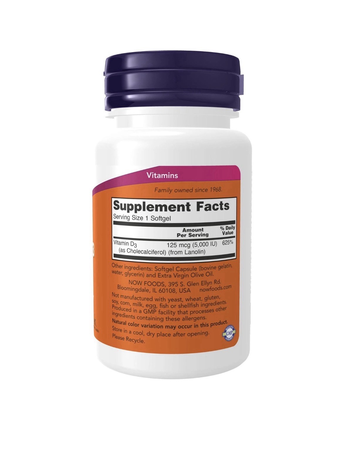 NOW Foods Vitamin D-3 5000 IU 120 Softgels