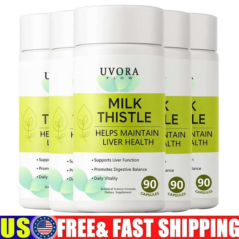 5x Uvora Milk Thistle Detox, Premium Herbal Supplement With Milk Thistle Extrac.