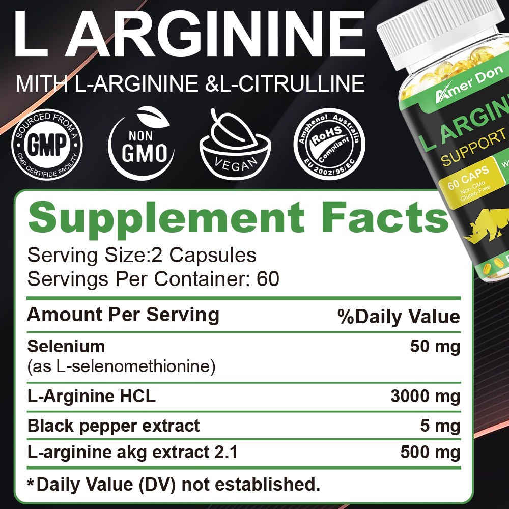 Nitric Oxide Booster L-Arginine, L-Citrulline 3000mg 240 Caps HIGHEST POTENCY