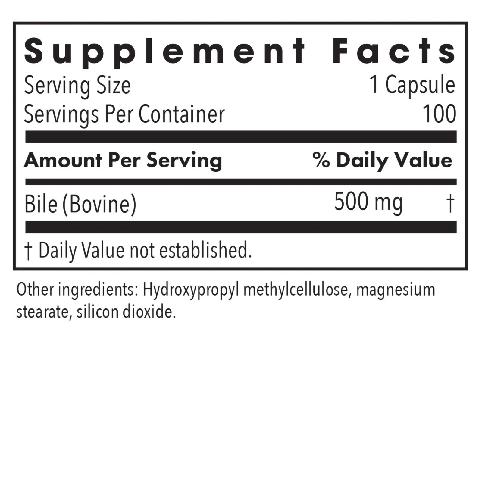 Ox Bile 500 mg 100 vegicaps Allergy Research Group exp 7/27