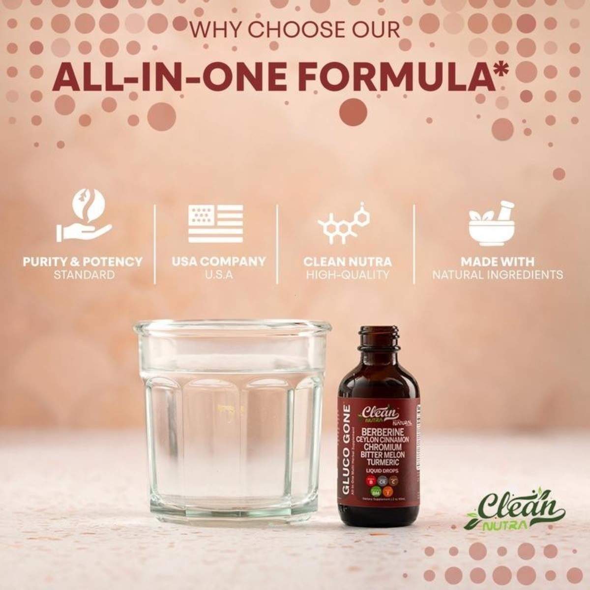 Clean Nutra Berberine with Ceylon Cinnamon Liquid Drops–Metabolism & Blood Sugar