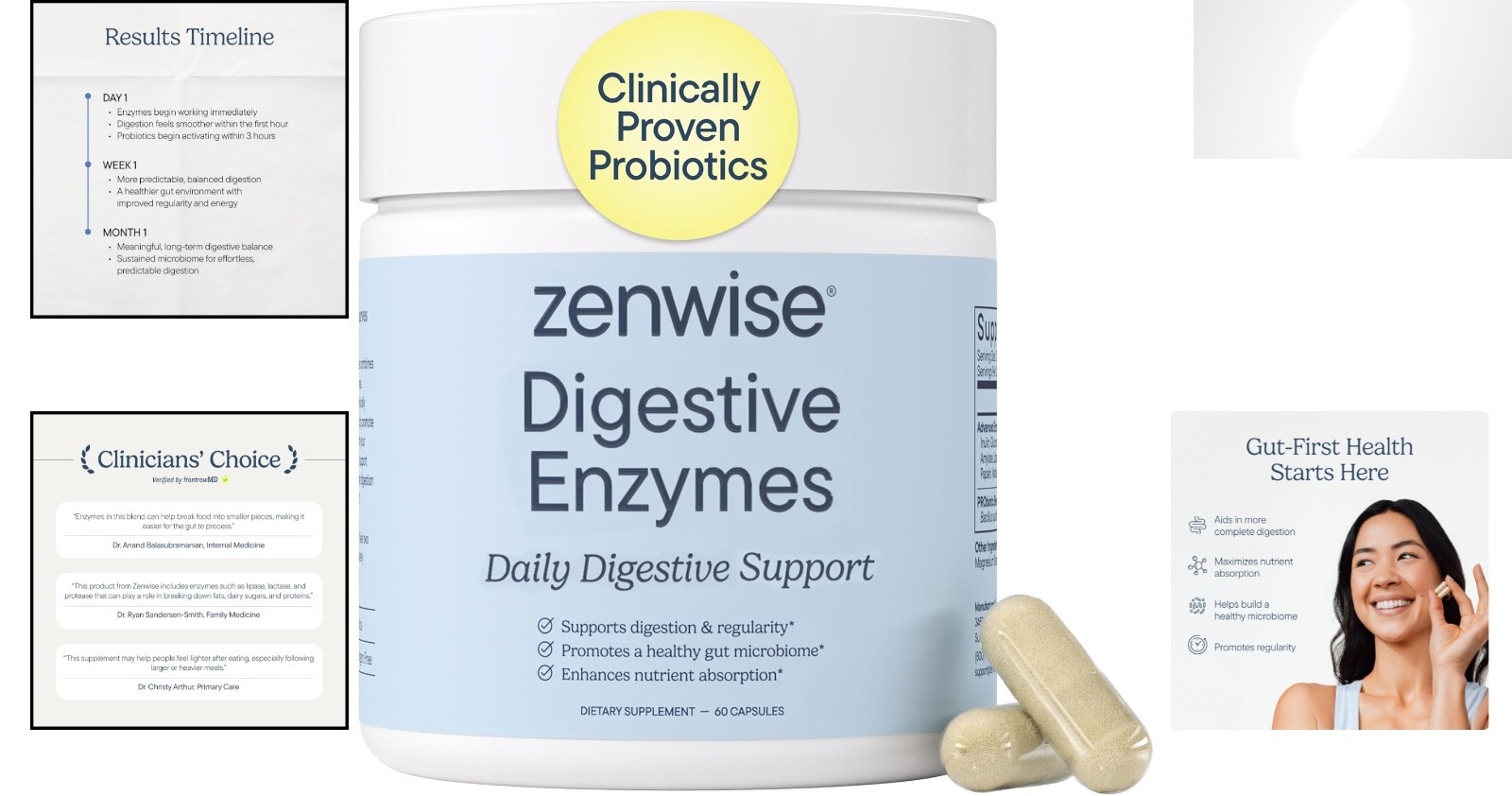 Zenwise Digestive Enzymes with Bromelain & Papaya – 60 Veg Capsules for Gut H…