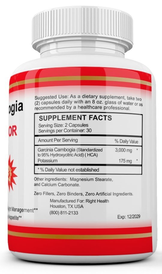 3 x BOTTLES 180 Capsules 3000mg GARCINIA CAMBOGIA HCA 95% Weight Loss Fat Burner