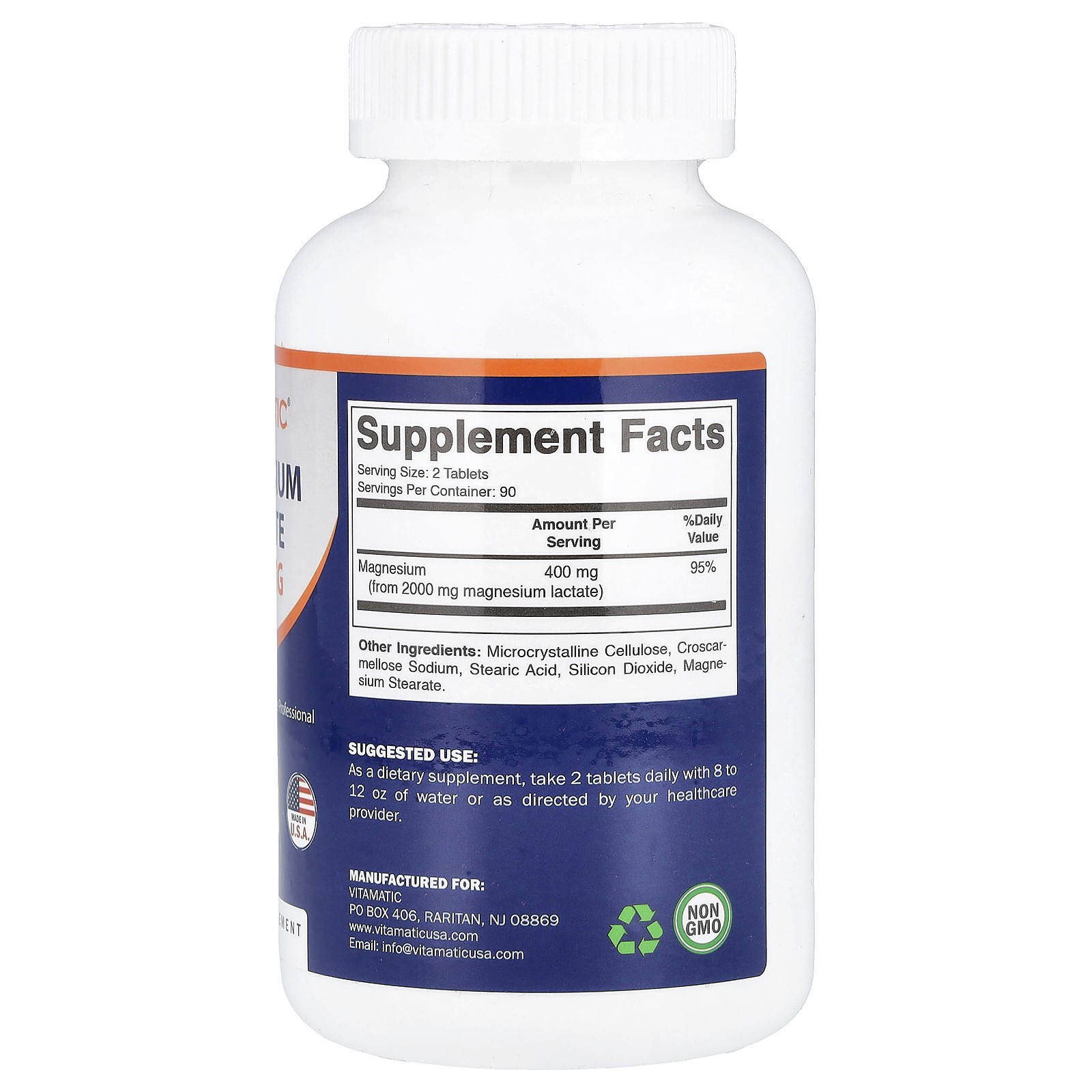 Magnesium Lactate, 180 Tablets (1,000 mg per Tablet)