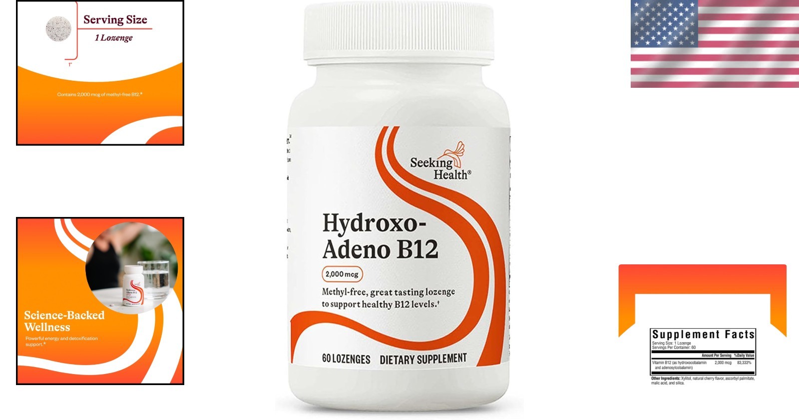 2000 mcg Methyl-Free Hydroxo-Adeno B12 Lozenges – Supports Detox & Brain Health