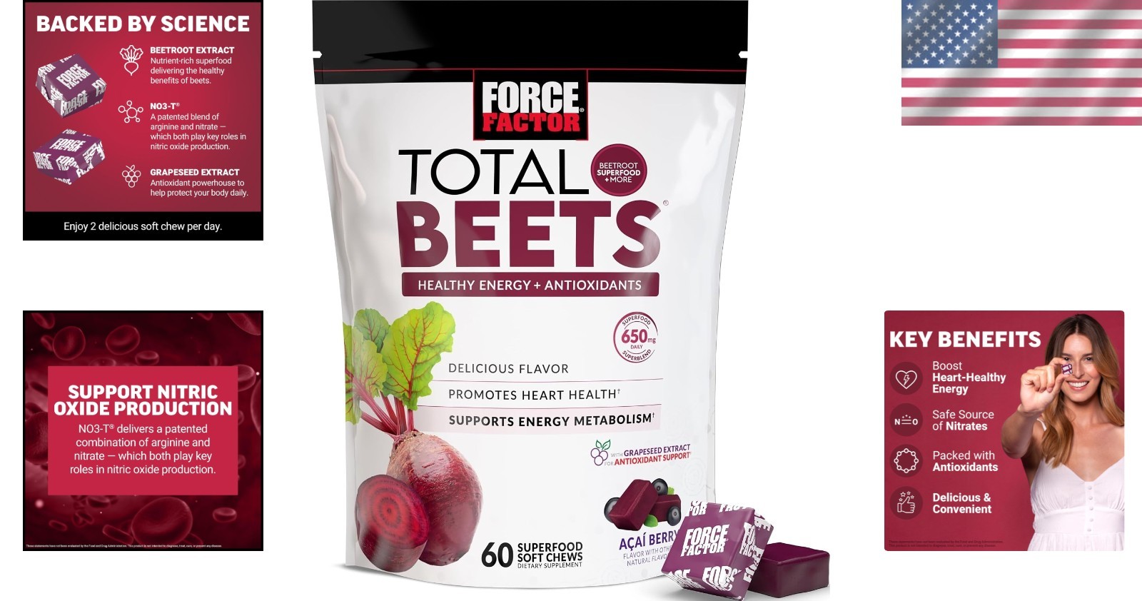 Heart Health Soft Chews – Total Beets with Acai Berry Flavor, 60 Count