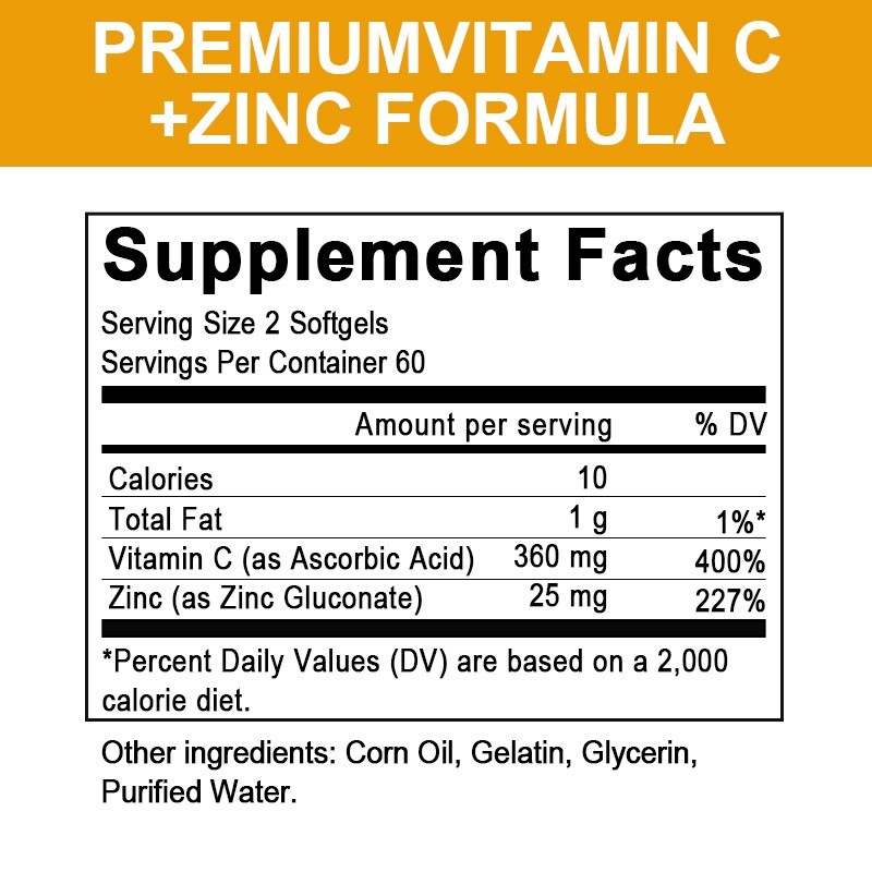 1-10x Vitamin C + Zinc Complex Promote Absorption Immune Support 120t