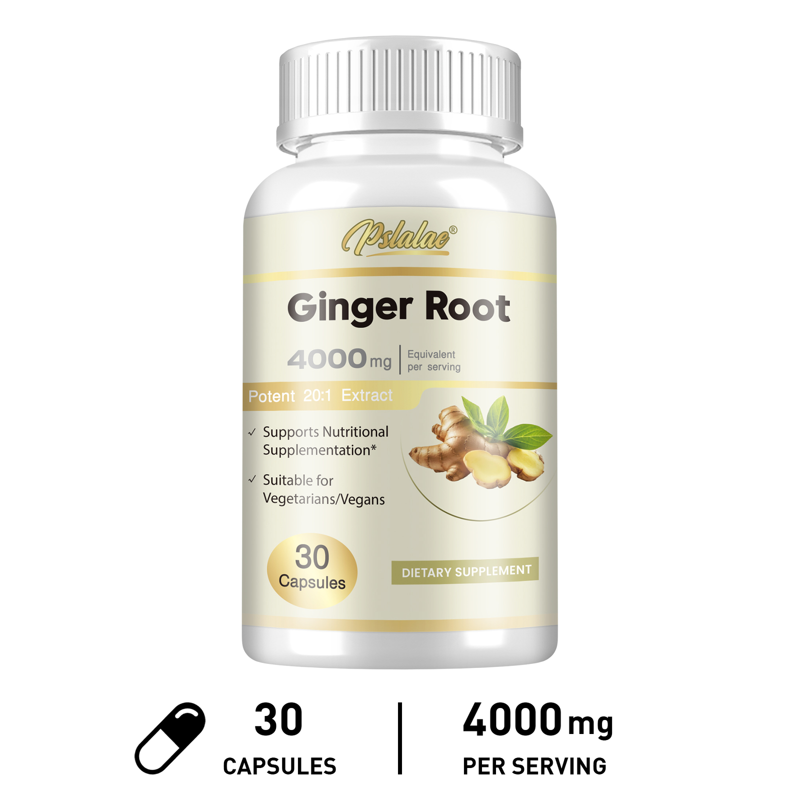 Ginger Root 4000mg – Highest Potency, Digestion, Nausea, Immune System Boost