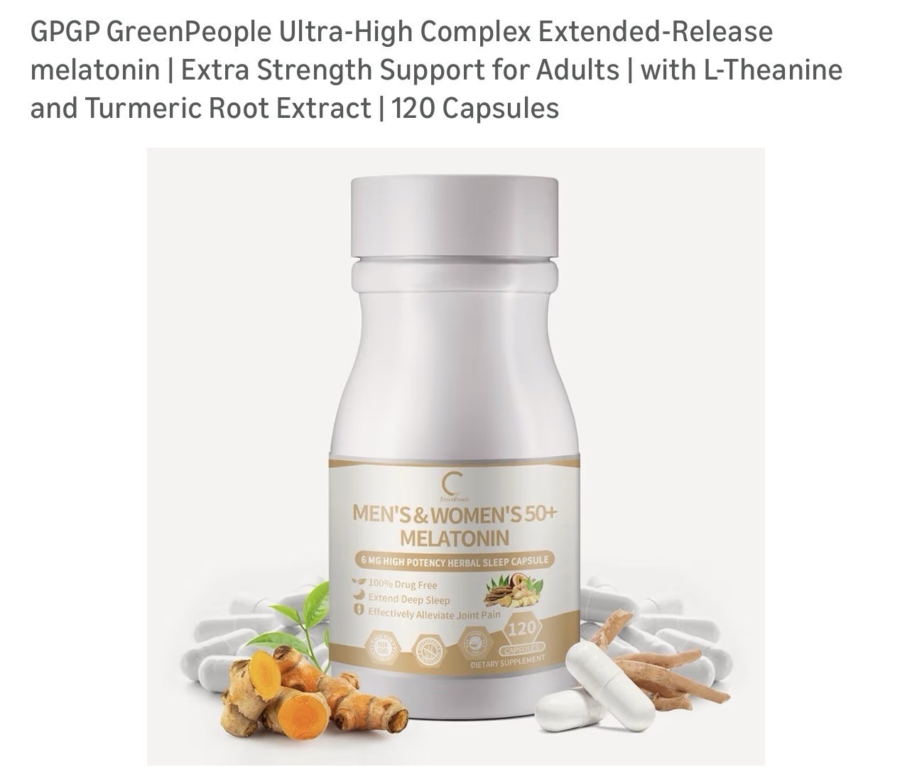 GPGP Green People Men’s &women 50+ Melatonin 120 Capsules New