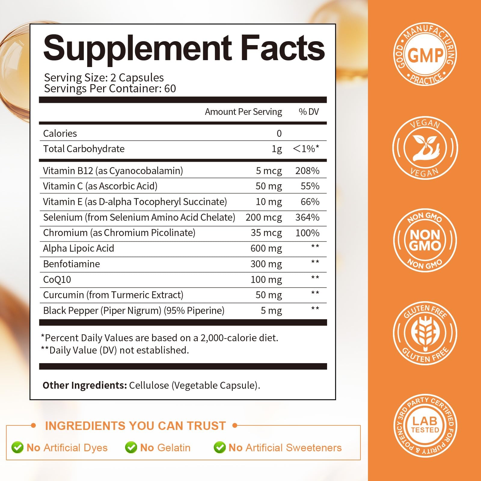 Alpha Lipoic Acid 600mg with Benfotiamine 300mg 120 Count (Pack of 1),