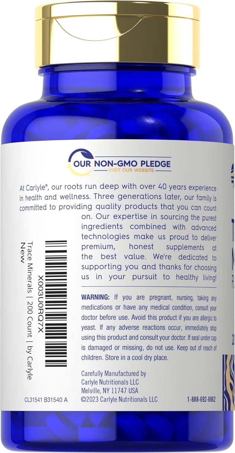 Carlyle Trace Minerals | 200 Tablets | Full Spectrum Supplement | Non-GMO & Glut