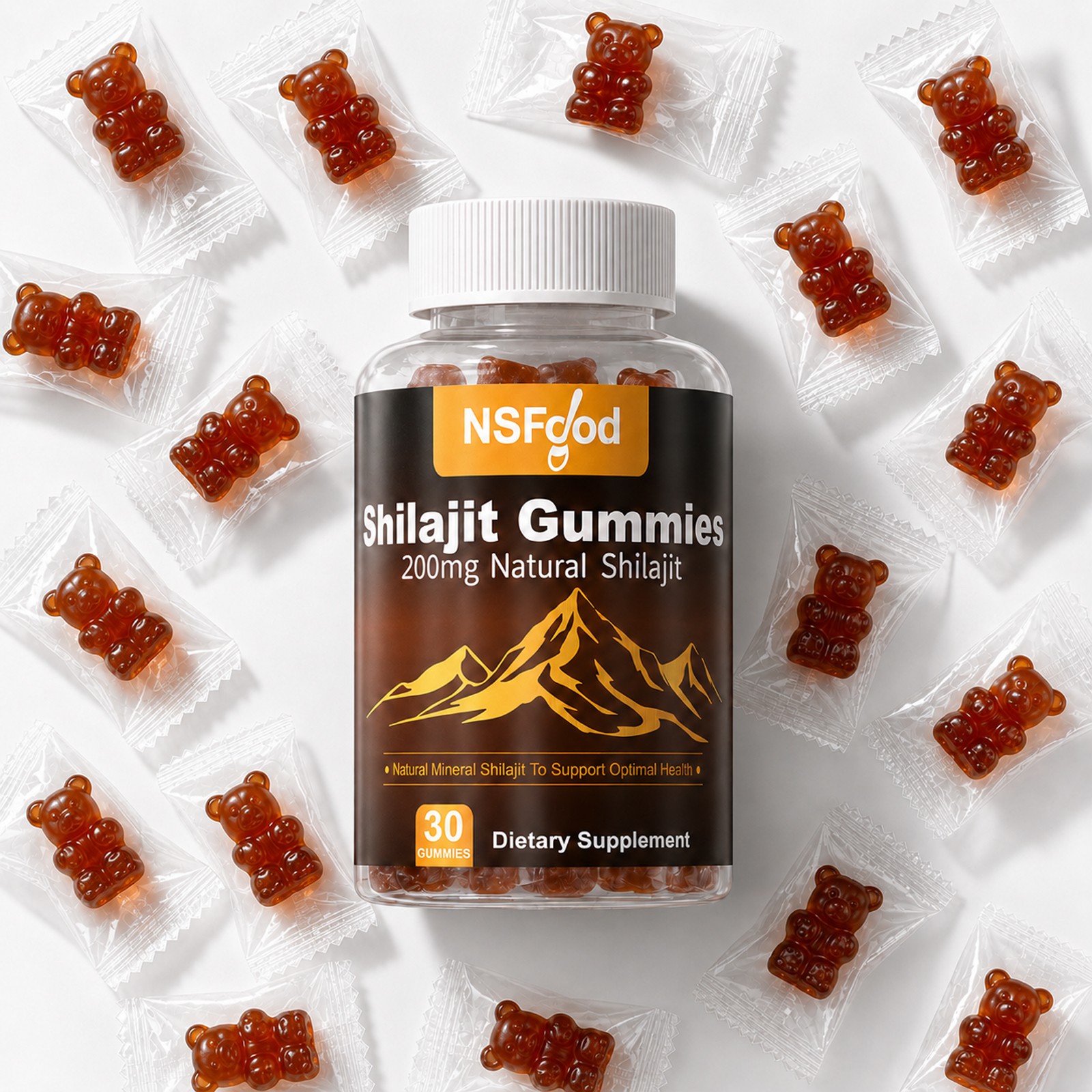 NSFdod Pure Himalayan Shilajit Gummies with 30 Count (Pack of 1) w/ Fulvic Acid