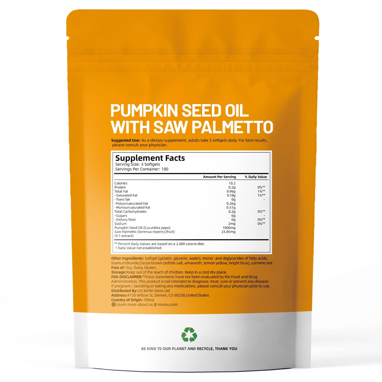 Pumpkin Seed Oil & Saw Palmetto Softgels, 300 Non-GMO Capsules | Cold Pressed, H