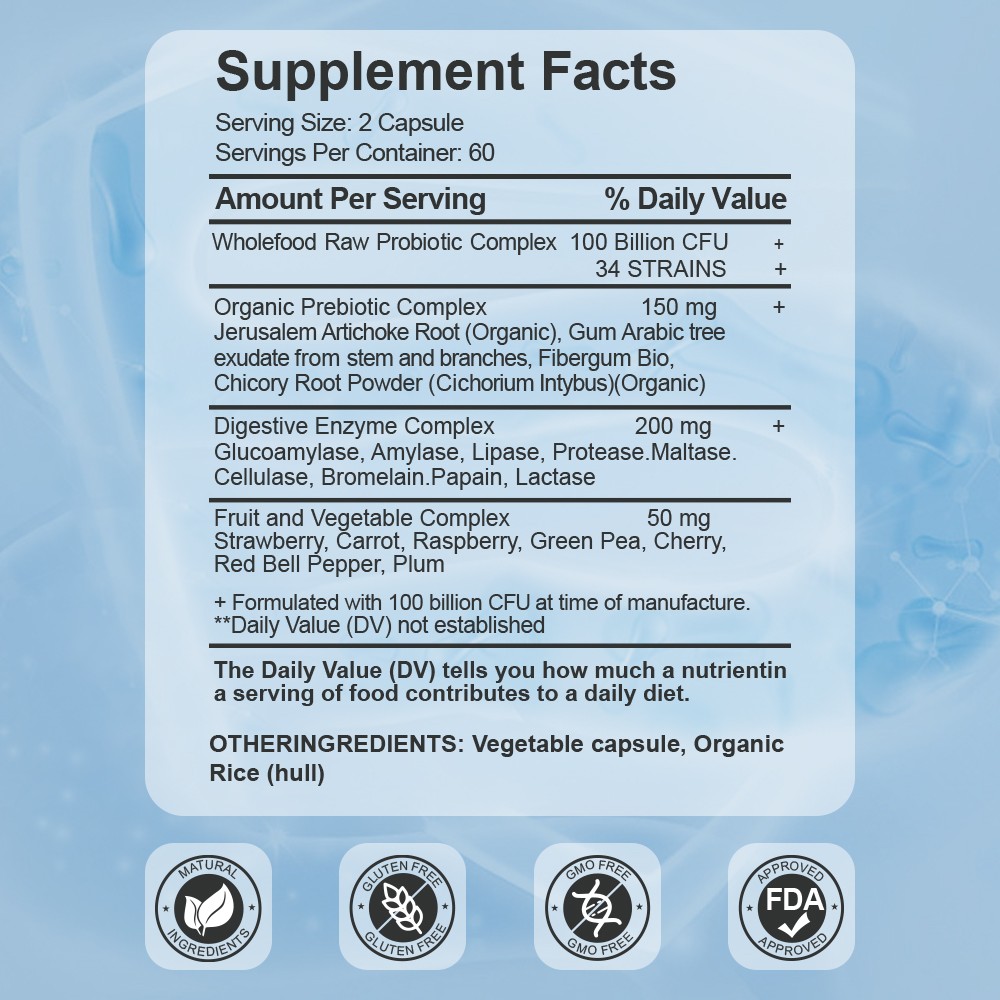 3 bottles Raw Probiotics 100 Billion CFU Gut Health Digestive Immunity Support