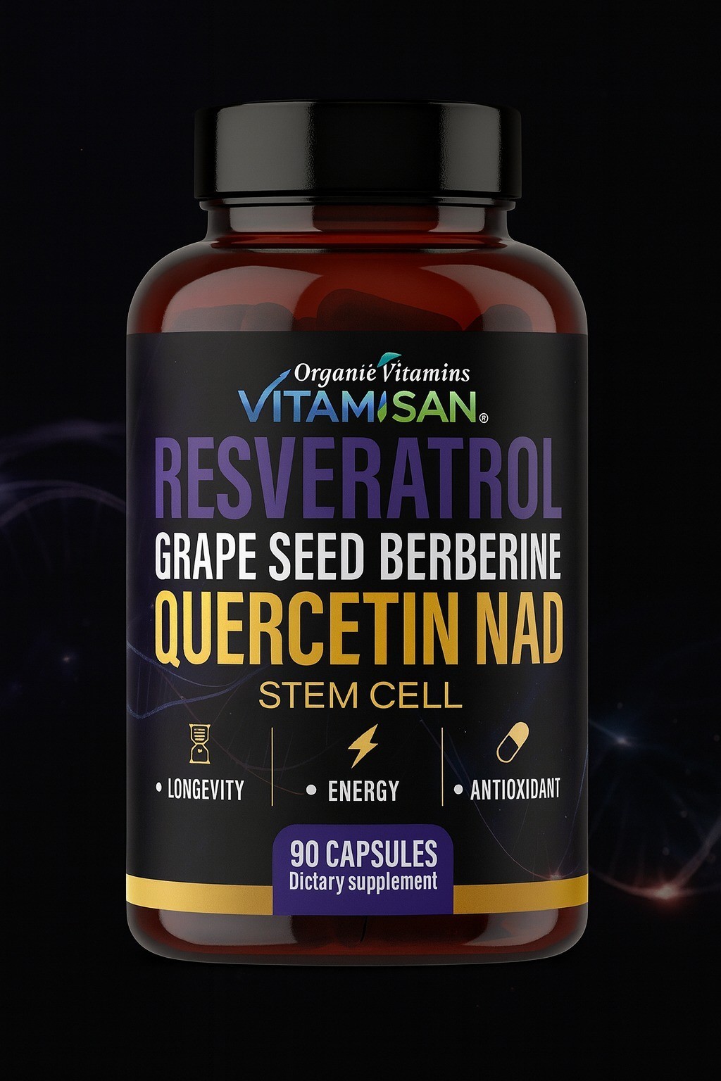 2 Pack – Resveratrol Quercetin NAD Grape Seed Berberine Stem Cell Energy Antioxi