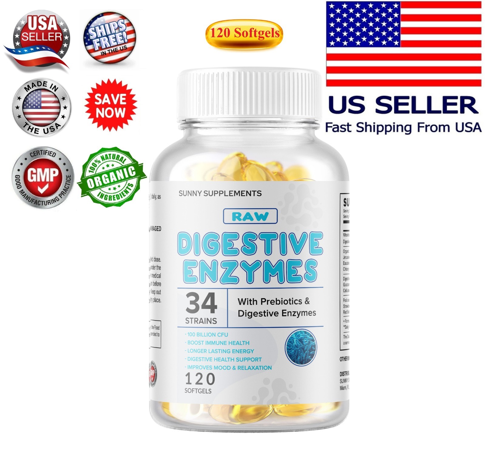 3 x ULTRA PROBIOTIC 100 Billion CFUs NOW ULTIMATE FLORA PRIMAL NATURAL 360 Soft