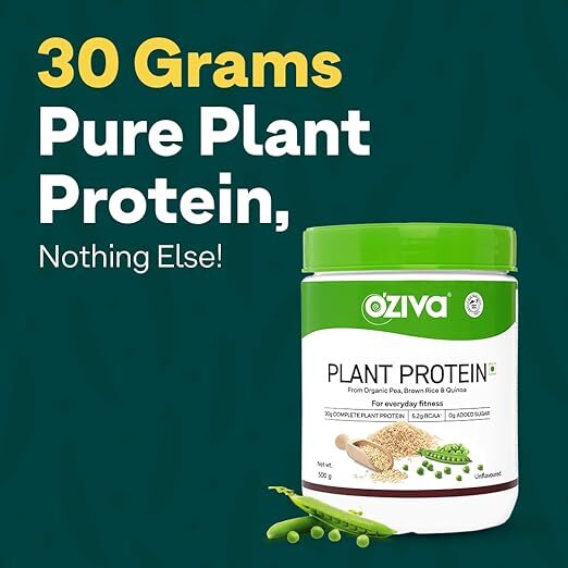 OZiva Organic Plant Protein Powder For Everyday Fitness Men & Women 500gm
