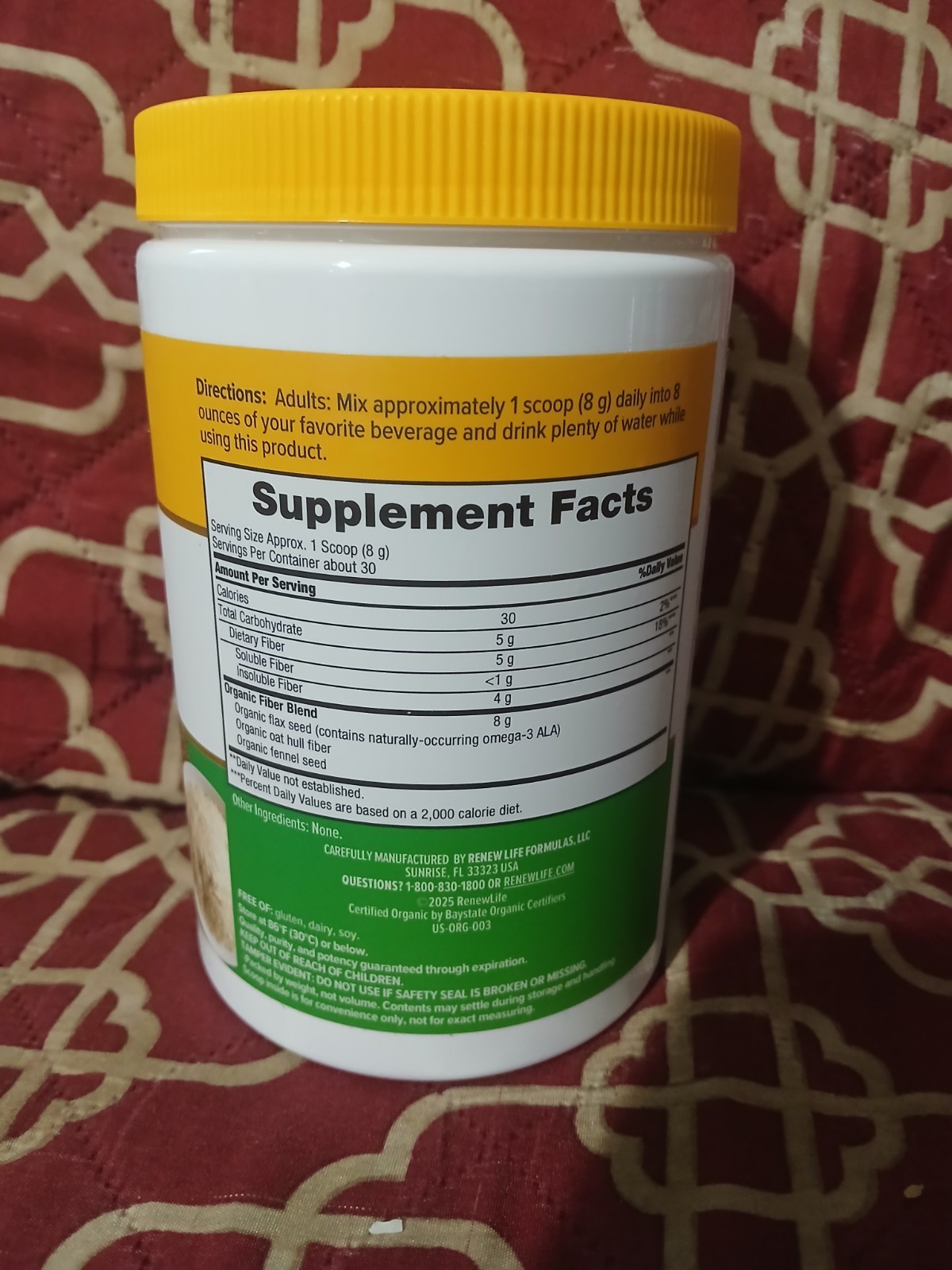Renew Life® Organic Daily Digestive Prebiotic Fiber 8.5 oz Exp. 4/27