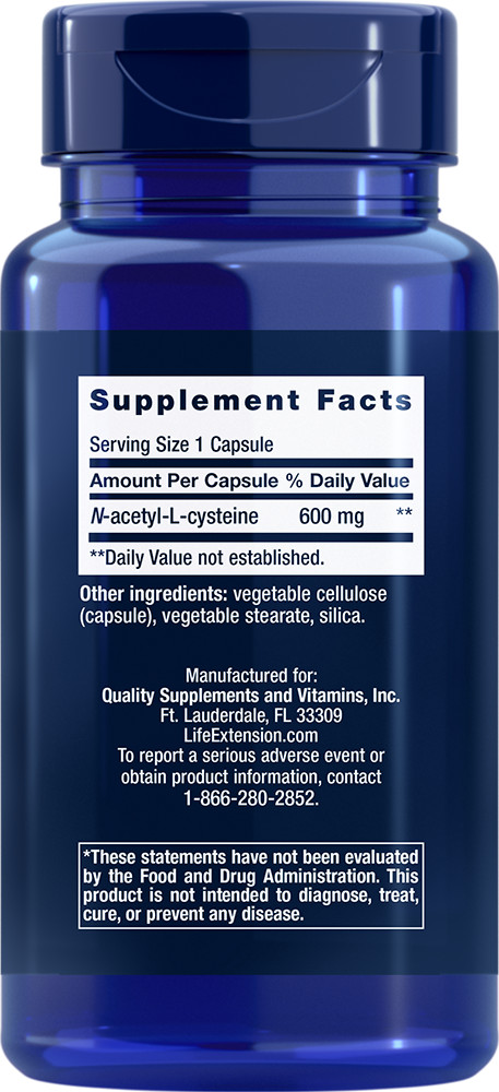 N-Acetyl Cysteine (NAC) 600mg 2X60 caps by Life Extension