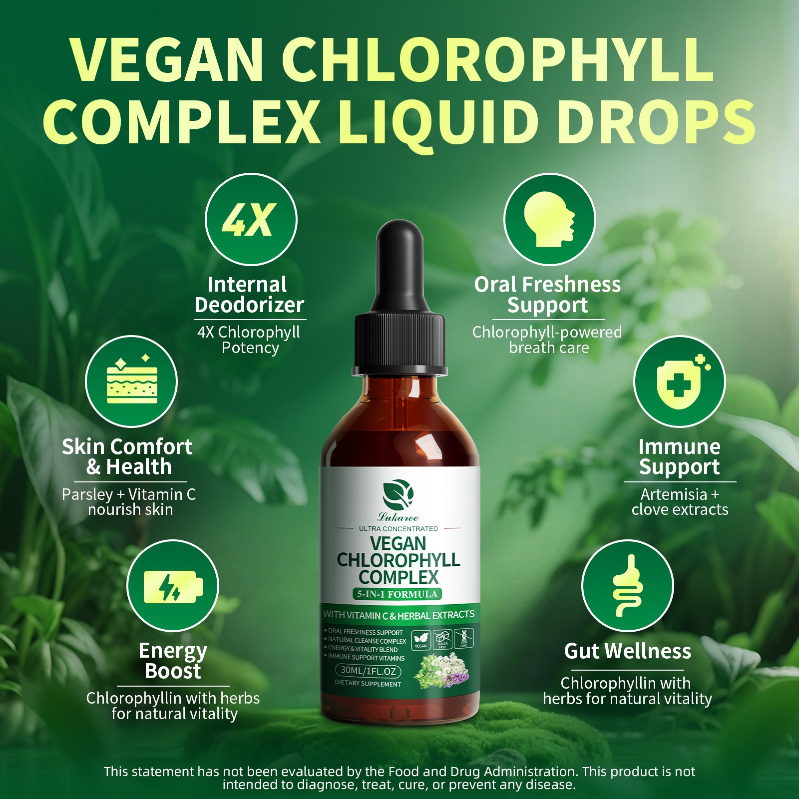 200mg Chlorophyll Liquid Drops Supply Liquid Chlorophyll Immune Support