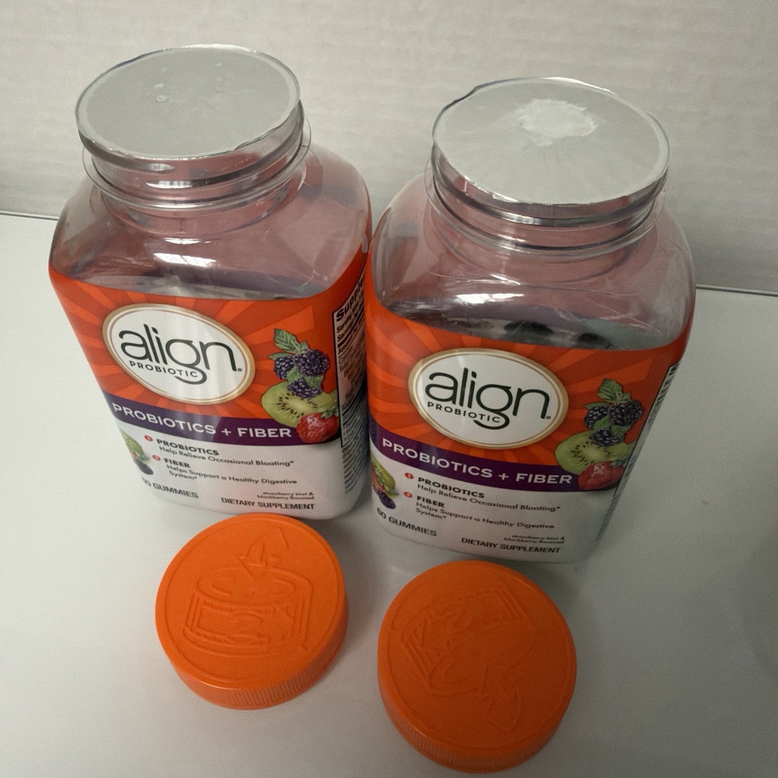 (2 pack) Align Probiotic + Fiber Relieves Bloating – 60 Gmmies each Exp 1/28