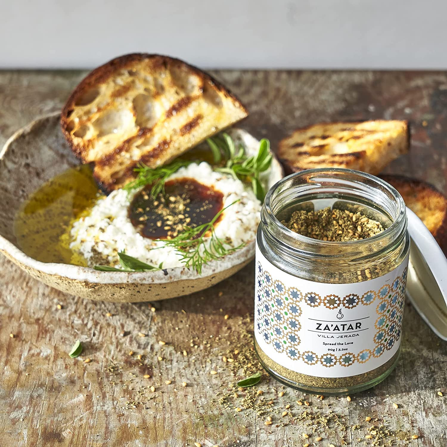 Villa Jerada Za’Atar with Hyssop – 3.2Oz/90G Glass Jar | Premium Middle Eastern