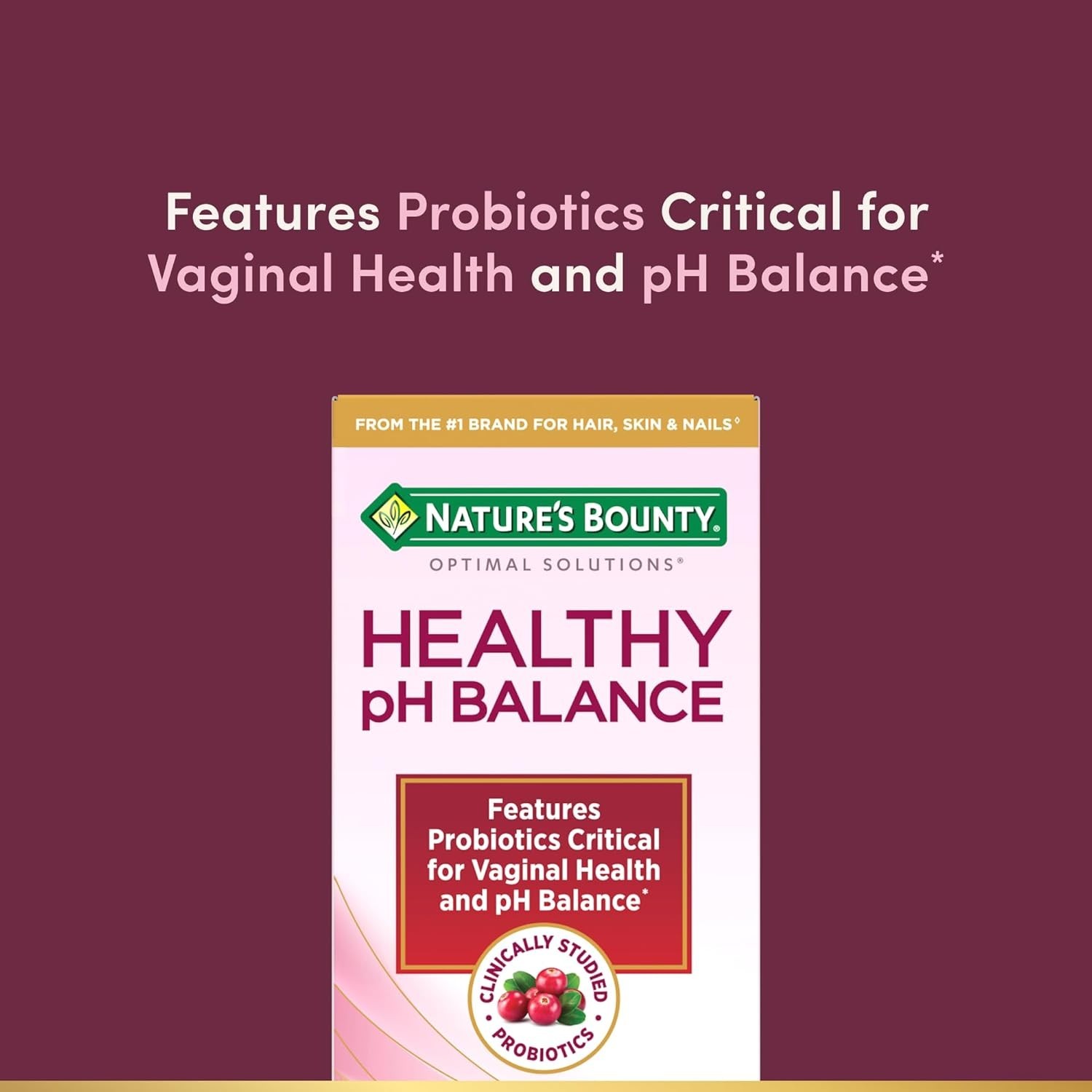 Natures Bounty Optimal Solutions HAIR pH BALANCE 30 capsules Cranberry 01/2026
