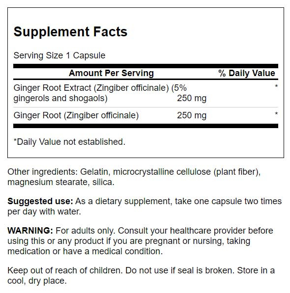 Swanson Ginger Root – Standardized and Whole Herb 120 Capsules