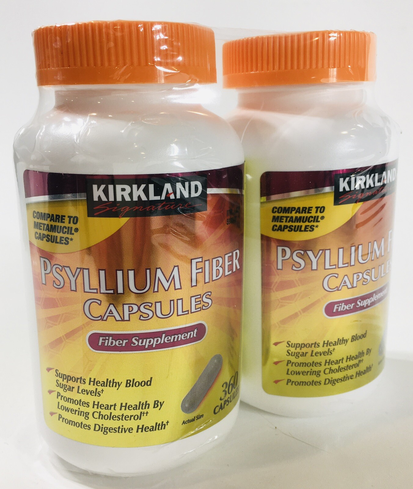 2 PACK Kirkland Signature 100% Psyllium Husk Fiber Capsules 2×360=720 Capsules