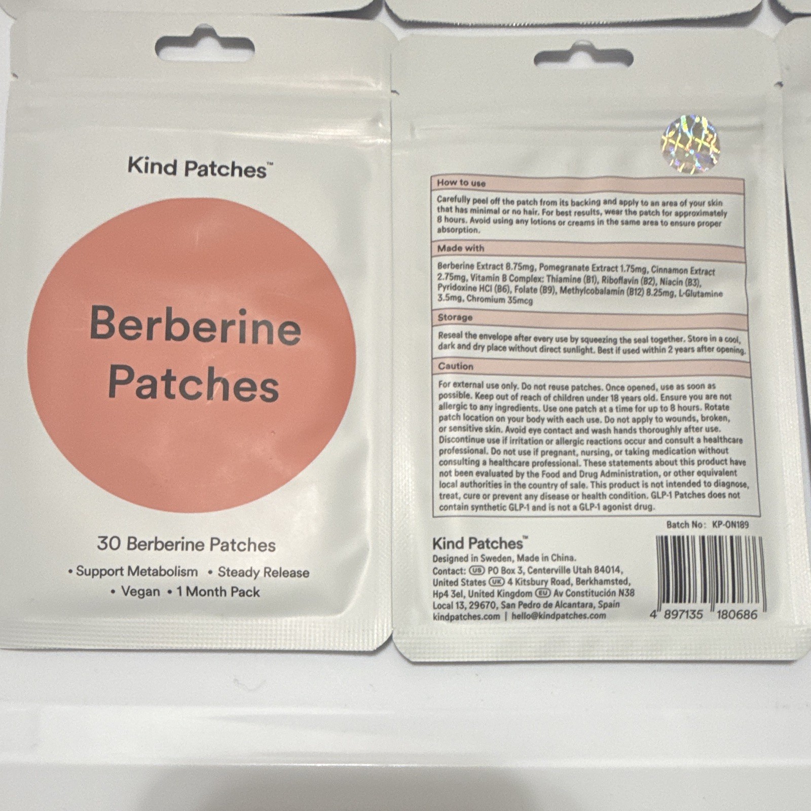 Kind Patches Berberine Patches 6 Pack Bundle 180 Total Patches New Sealed