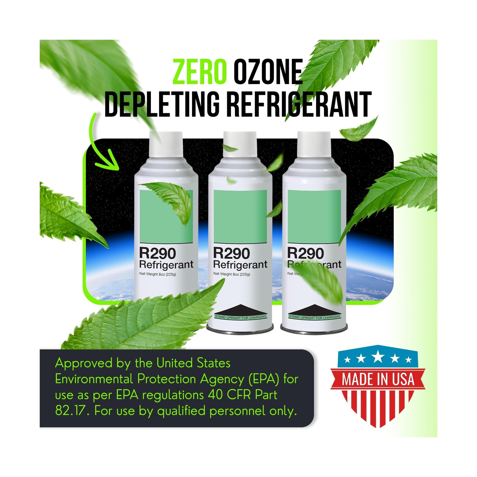 Leak Saver R290 Refrigerant 3-Pack – 8oz Upright Charging Self Sealing Can – …