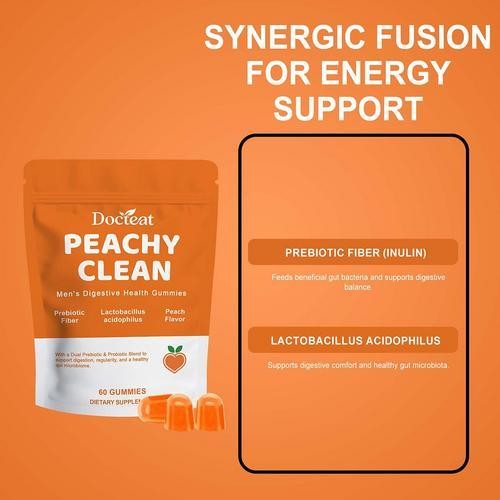 Peachy Clean Prebiotic Fiber Gummy, Clean Fiber Gummies for Men