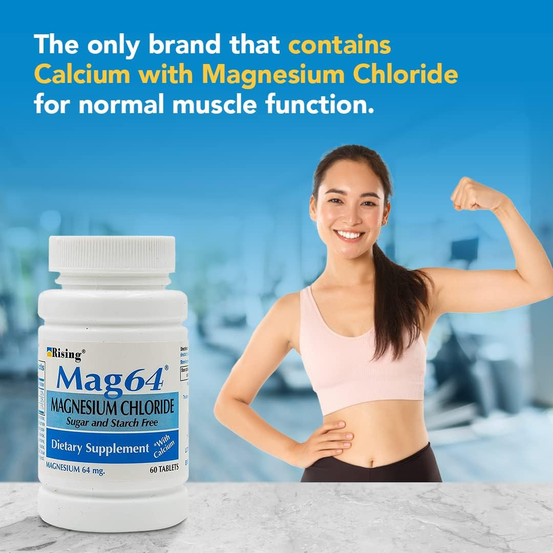 Health Mag64 Magnesium Chloride Tablets with Calcium | Daily Magnesium Support f
