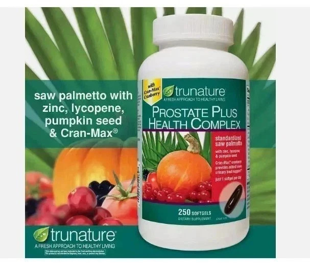 pack of 2-trunature Prostate Plus Health Complex, 250 Softgels with Saw Palmento