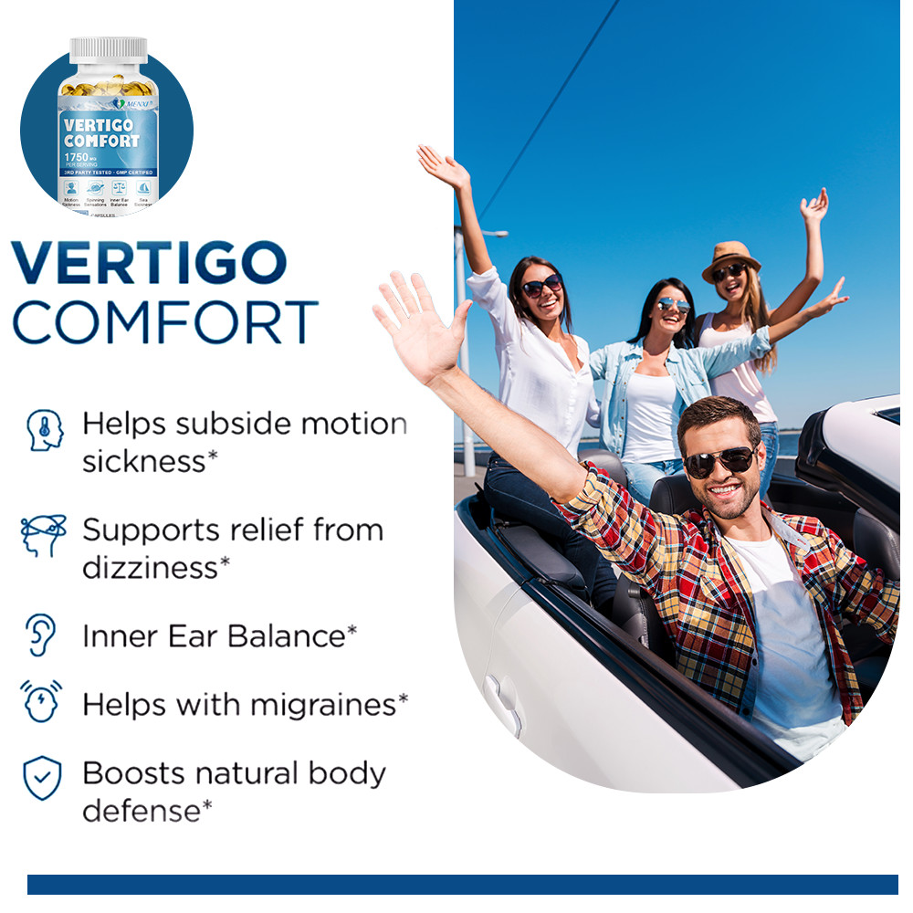 Vertigo Comfort 120 Capsules 1750mg – Dizziness Relief Supplements, Body Balance