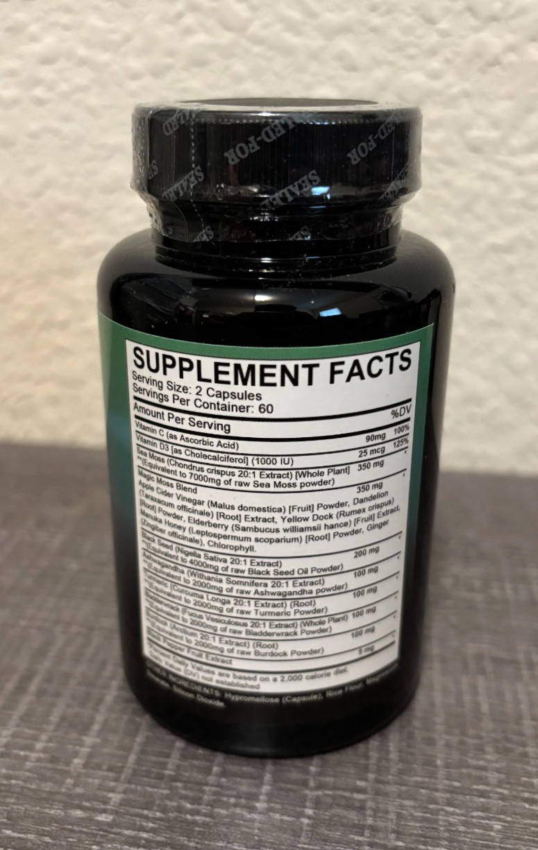 Sea Moss Black Seed Oil Ashwagandha Ginger – Extra Strength 16-in-1 | 120 Caps