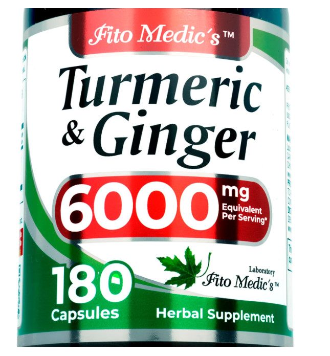 Tumeric Curcumin Max Potency and Ginger Complex 6000 mg, 180 Capsules Ultra high