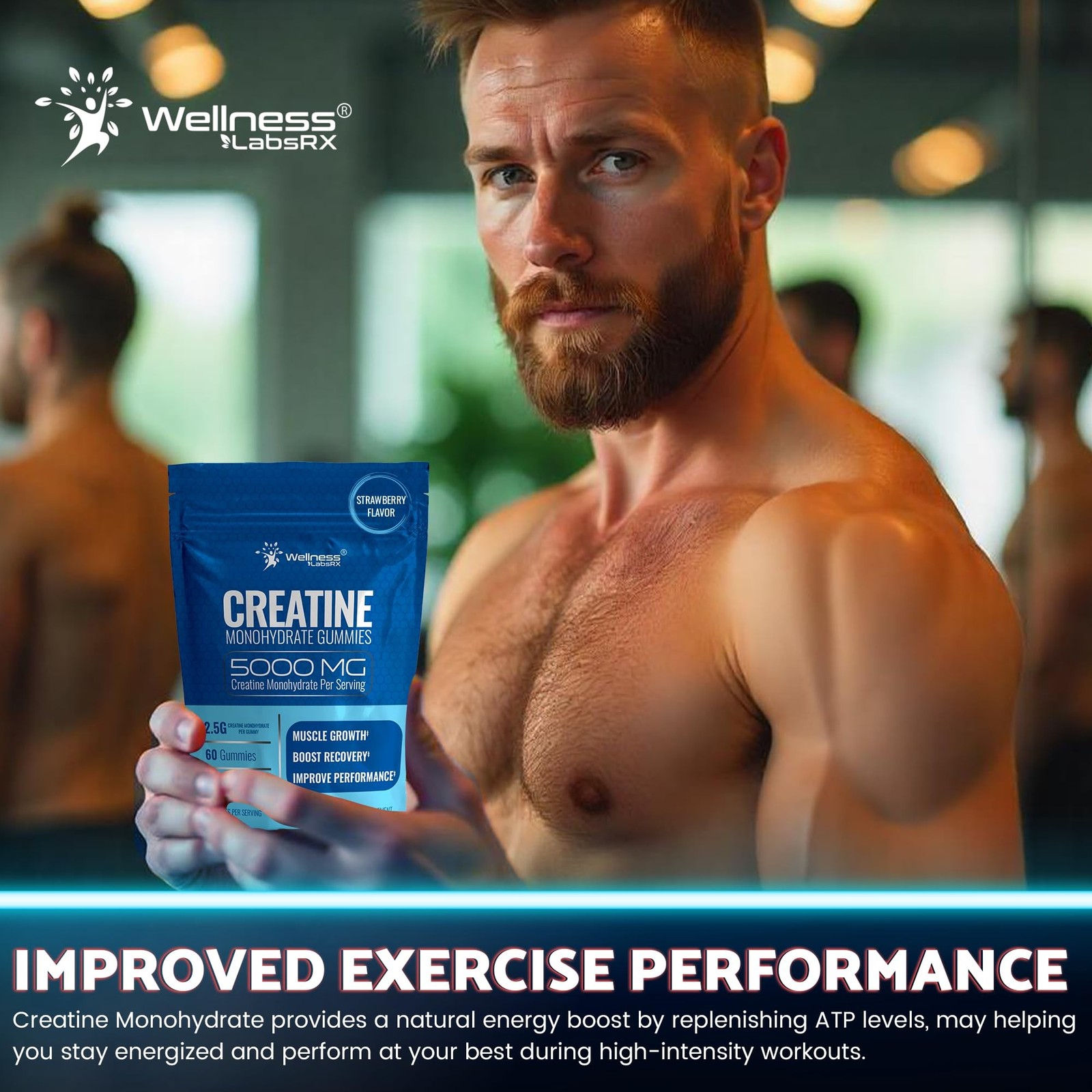 Creatine Gummies for Women & Men, Creatine Monohydrate Gummies, Strawberry | …
