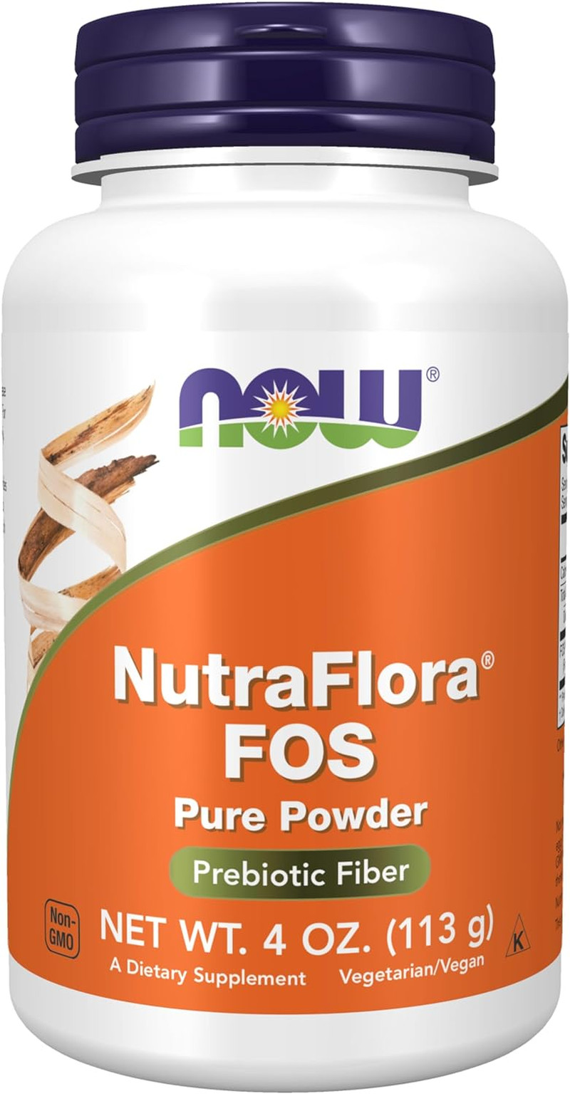NOW Foods Nutraflora FOS (Fructooligosaccharides) Pure Powder, Prebiotic Fiber