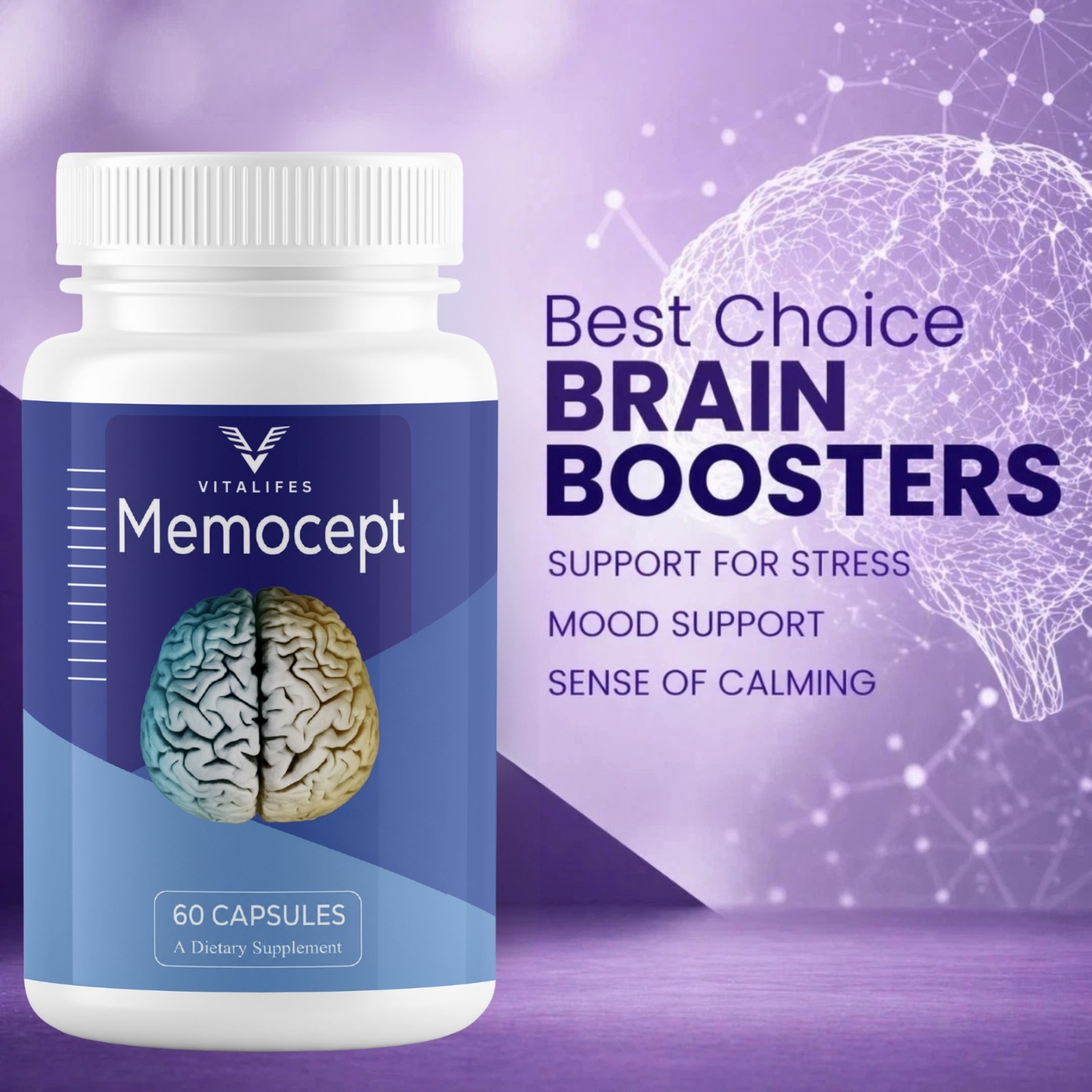 (5 Pack) Memocept Advanced Brain Support, Memocept Supplement 60 Caps