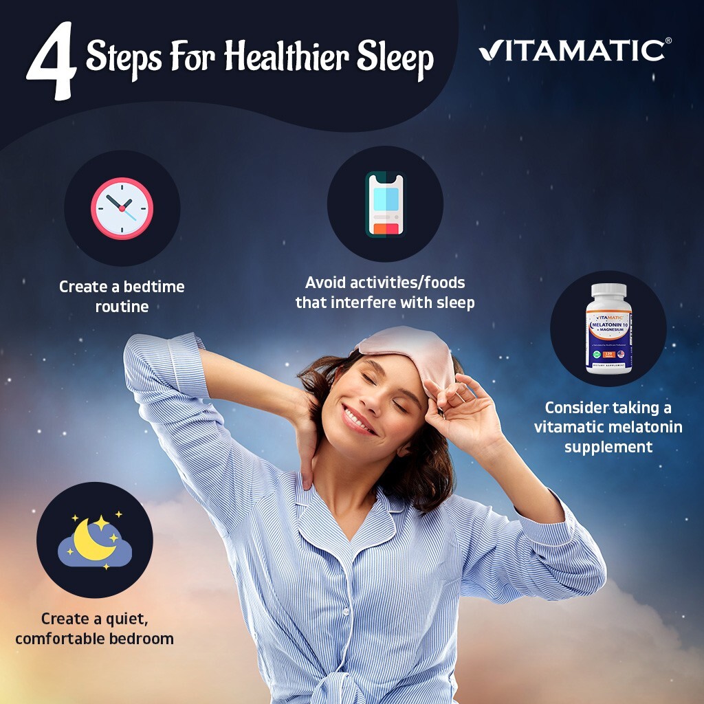 Vitamatic Melatonin 10 mg with Magnesium 200 mg 120 Tablets – High Potency Sleep