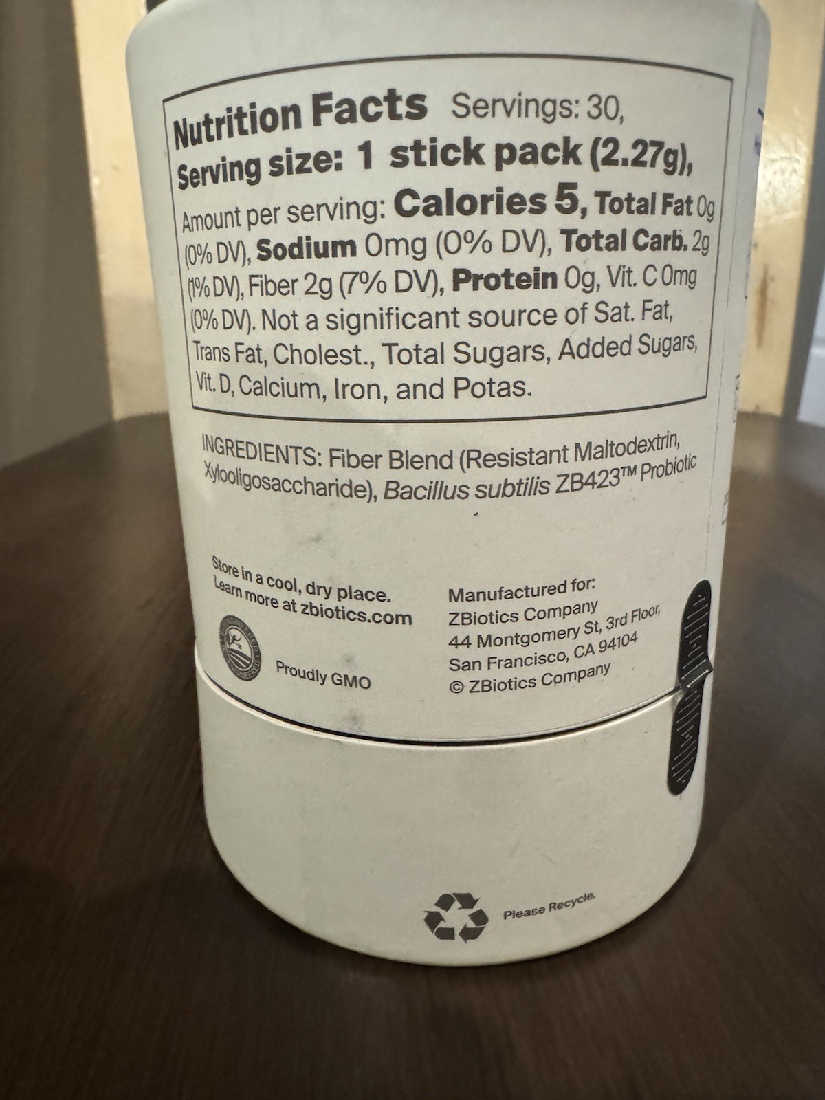 ZBiotics Sugar to Fiber Probiotic Drink Mix 30 sticks Unflavored Sealed 02/2028