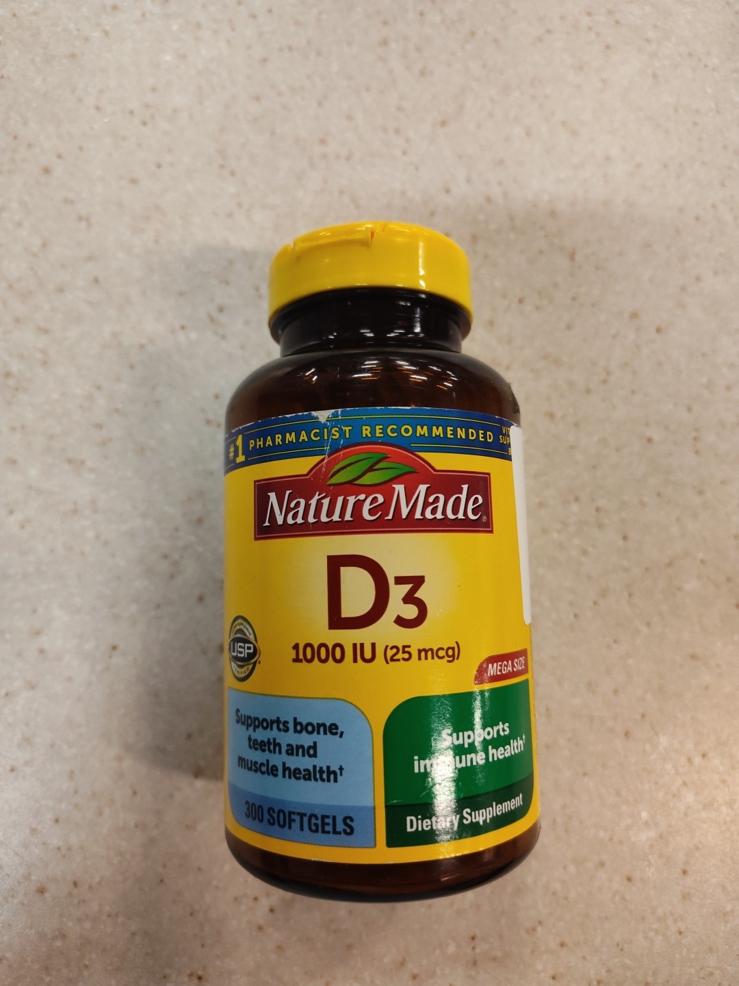 Nature Made Vitamin D3 1000 IU 25mcg Liquid Softgels – 300 Count