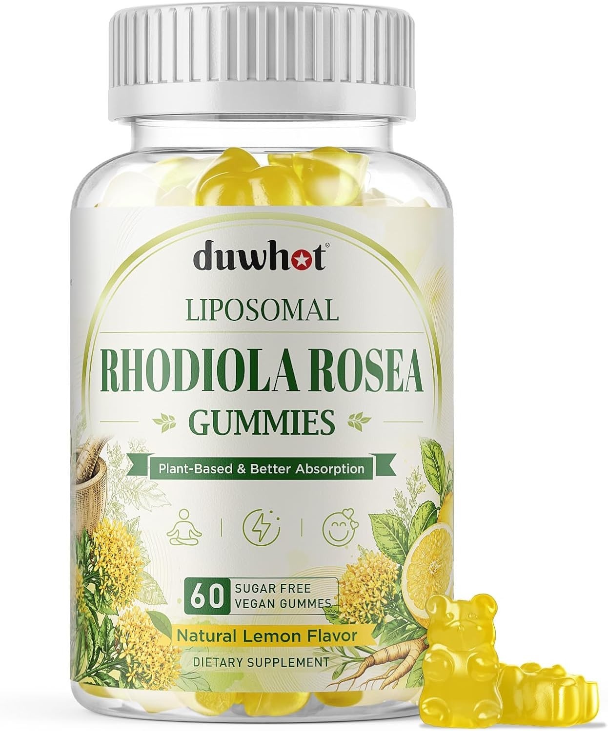 duwhot Liposomal Rhodiola Rosea Gummies Sugar Free, Organic Rhodiola Rosea