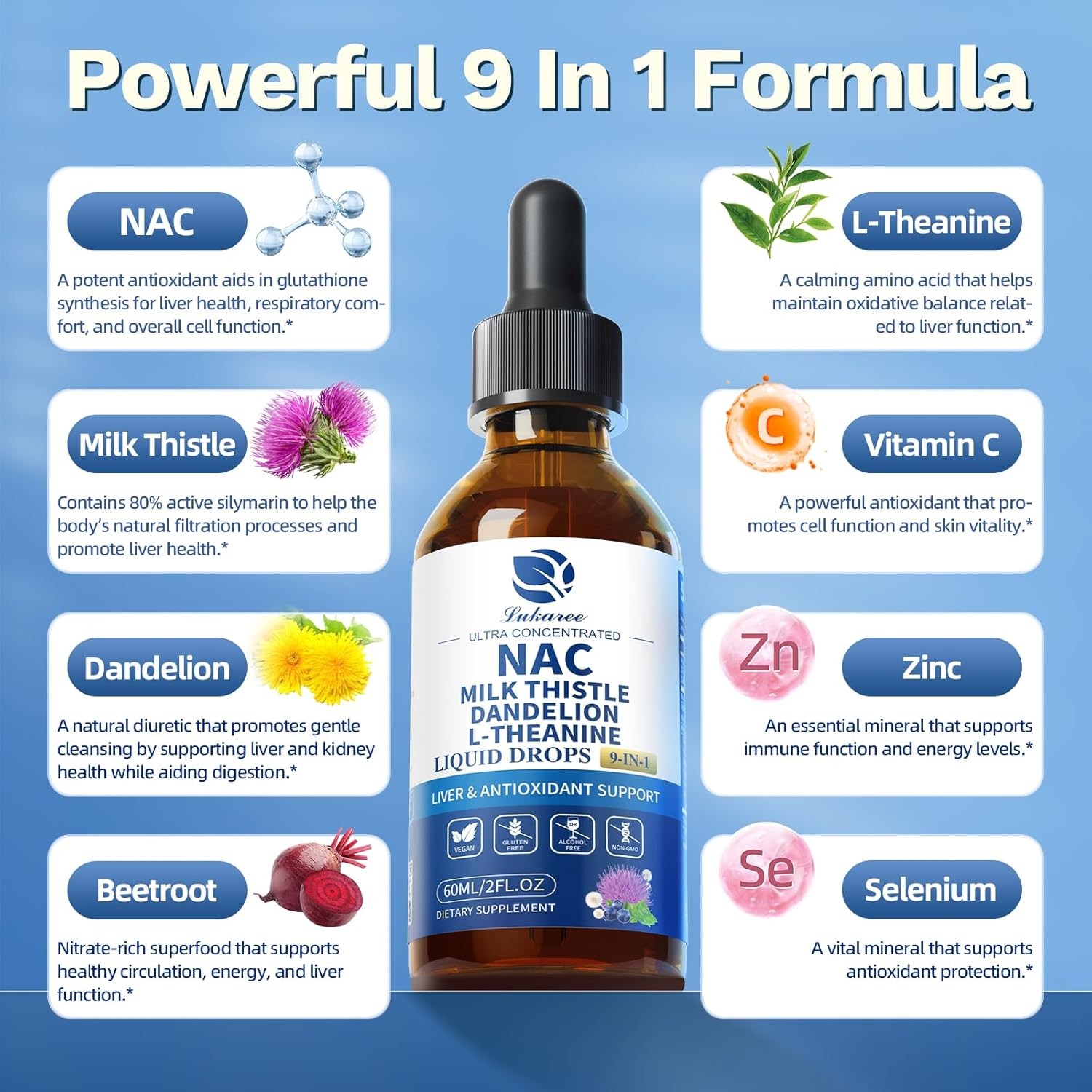 Liposomal Liquid NAC Supplement N-Acetyl Cysteine Drops, N Acetyl Cysteine 500mg