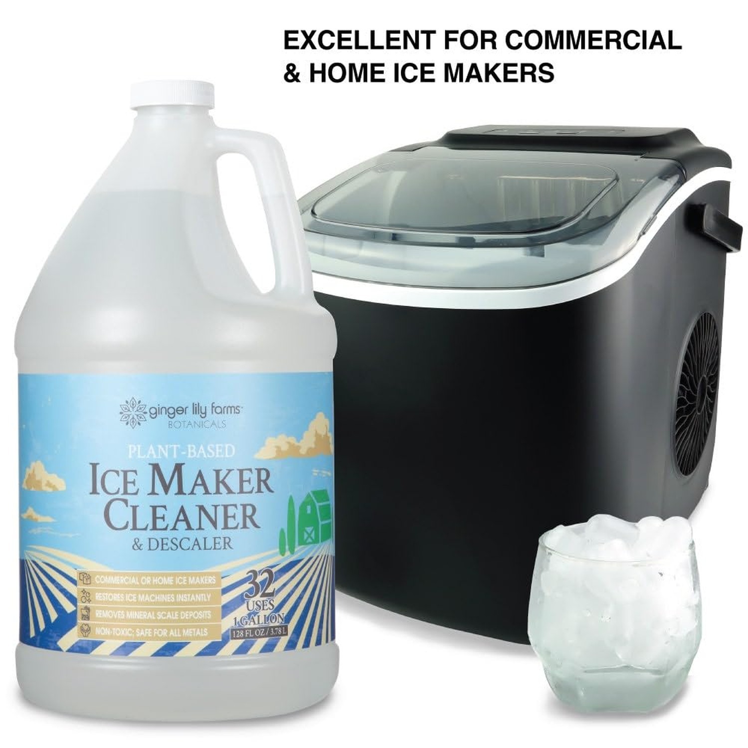 Ginger Lily Farms Botanicals Plant-Based Ice Maker Cleaner & Descaler for All…